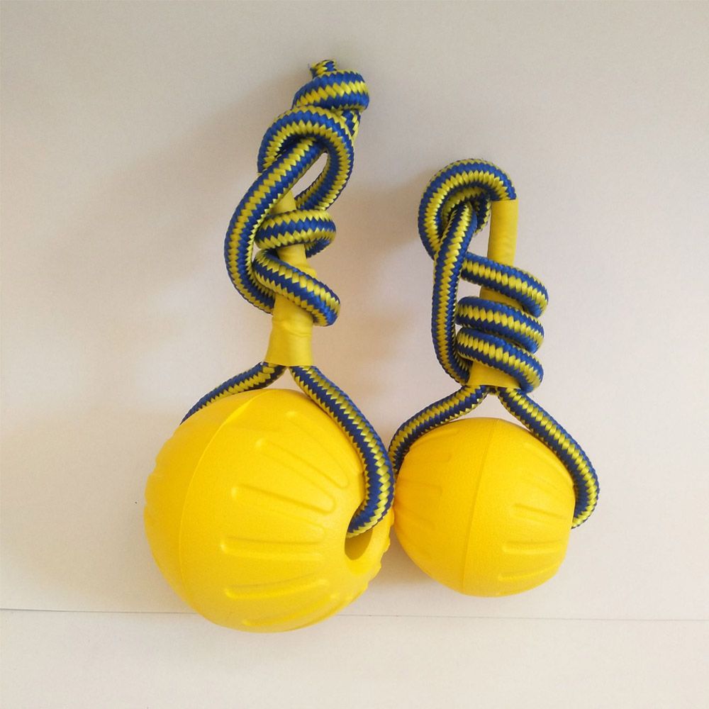 Indestructible Dog Chew Toy - 7cm/9cm Żółta niezniszczalna gumowa piłka Trening